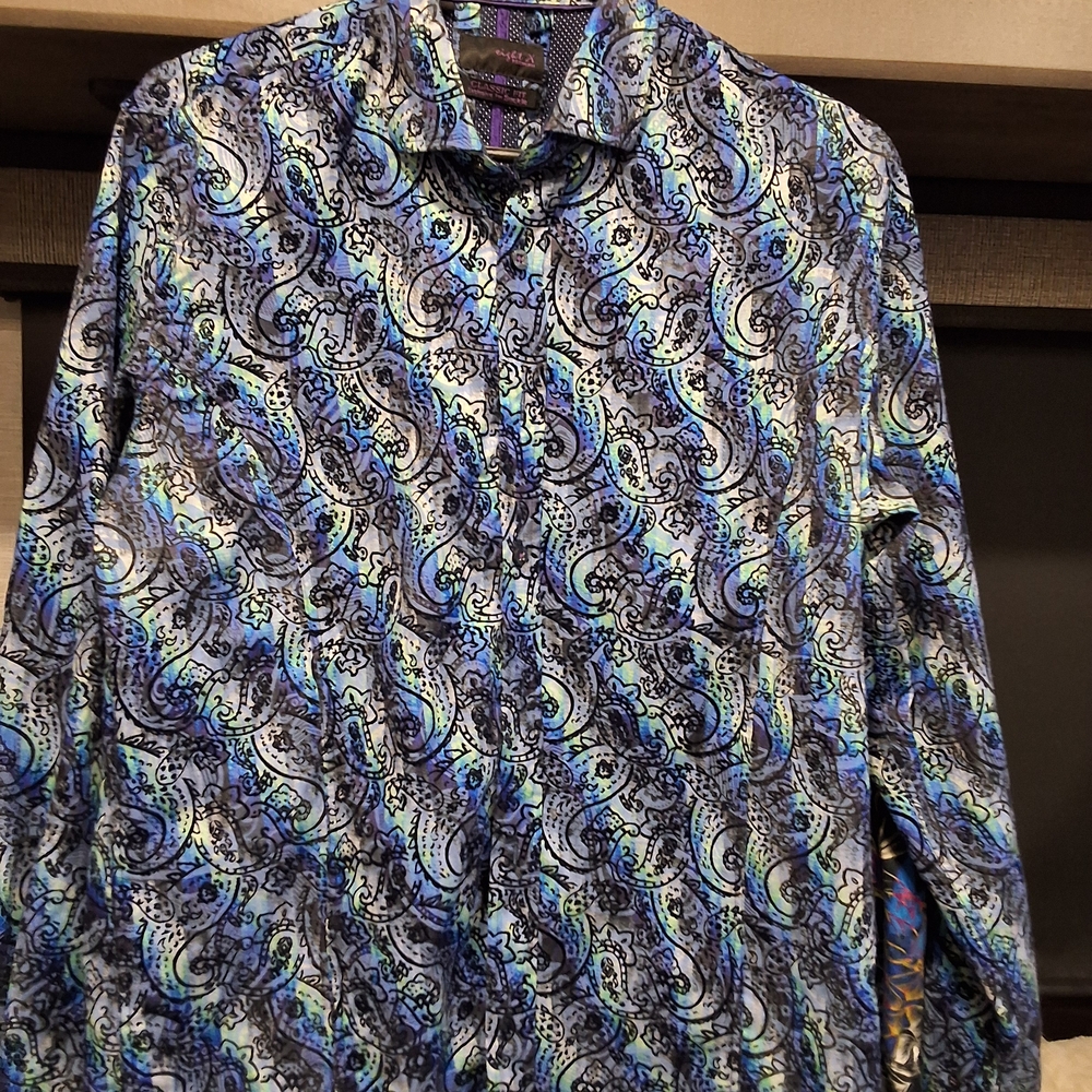 Elegant Blue Paisley Men's Shirt